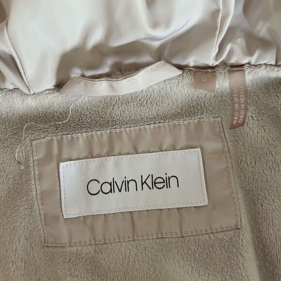 Calvin Klein Parka Coat Quilted Pale blush Pink Beige Rose Gold Size Small: - Picture 13 of 16